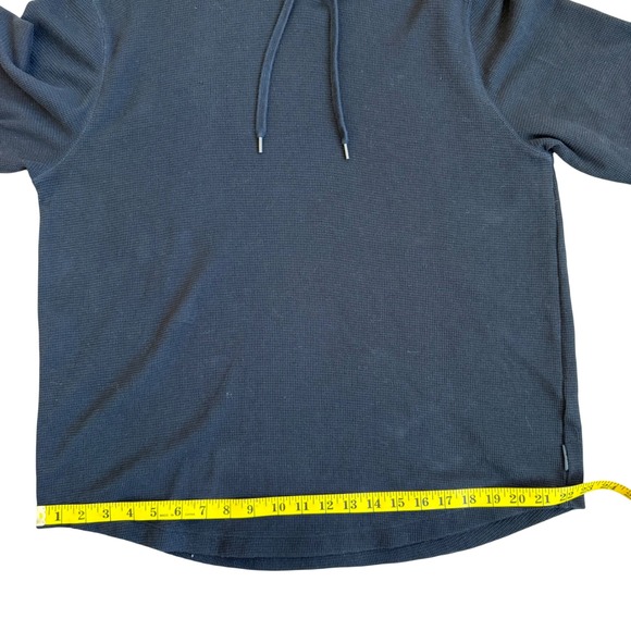American Eagle Mens Black Waffle Knit Thermal Hoodie Sweatshirt Size Large L - Picture 5 of 9